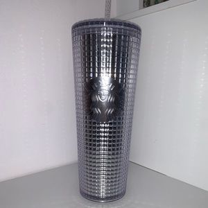 Silver Starbucks grid cup